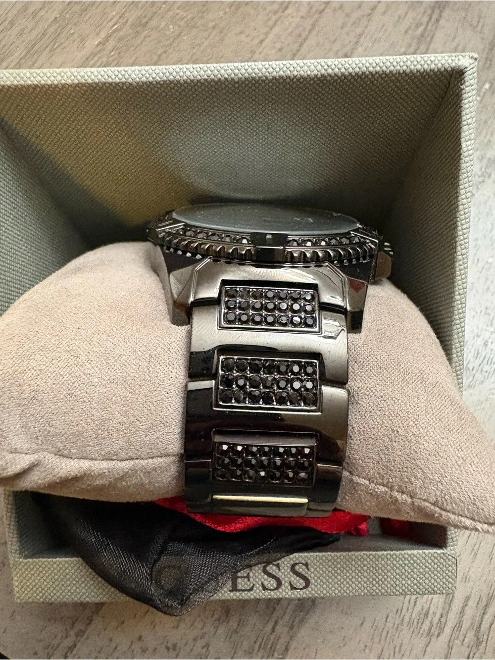 GUESS Black Crystal-Accent Men's Chronograph Watch